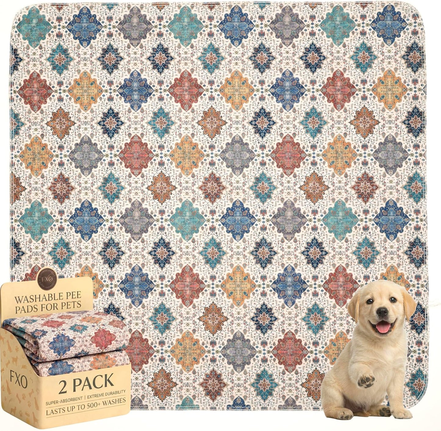 Washable Pee Pads for Dogs,Great Urine Absorbent Reusable Puppy Training Pads,Waterproof,Leak-Proof & Non-Slip Potty Pads for Whelping,Crate，Playpen，Bed.(Green Floral, 18" x24" )
