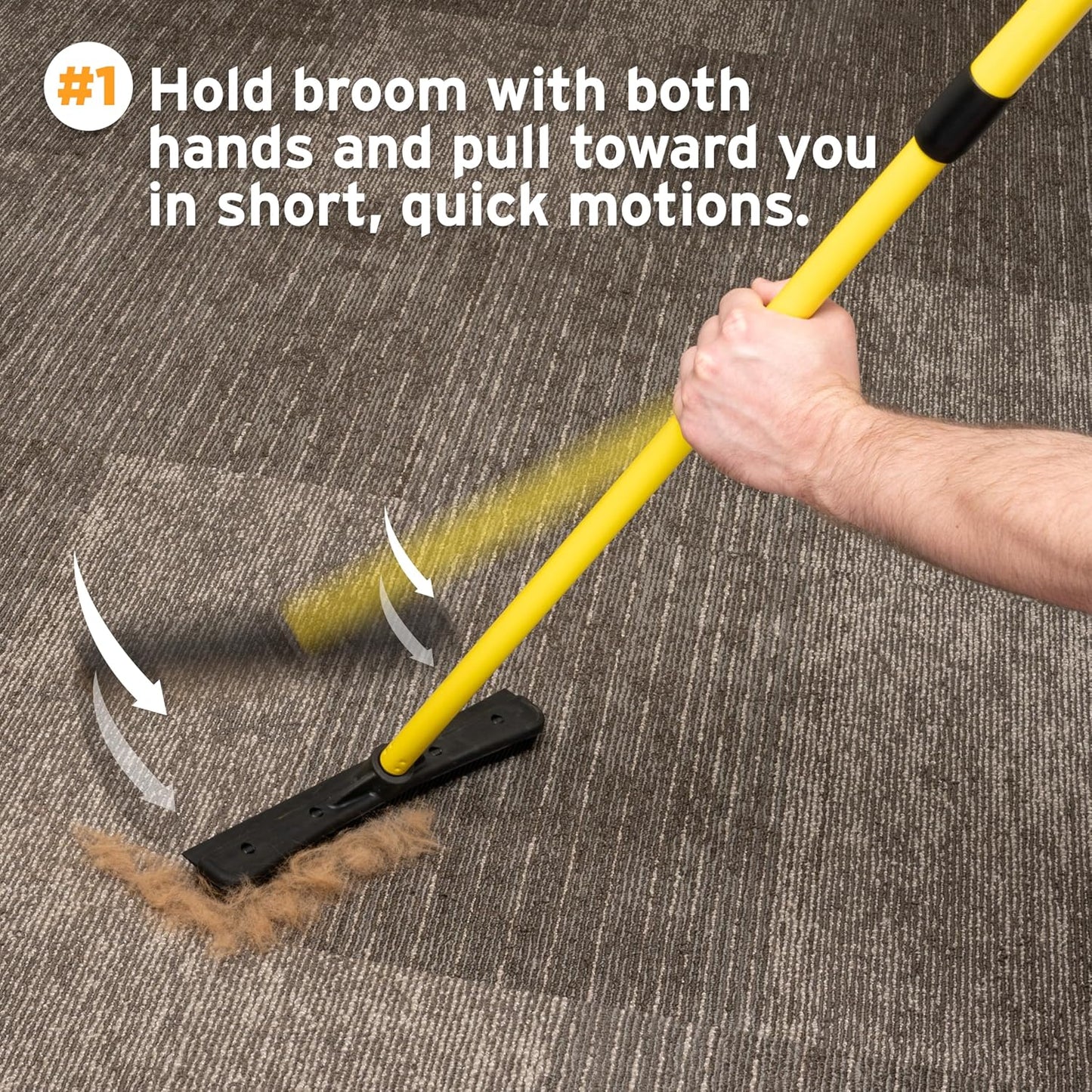 FURemover Pet Hair Removal Rubber Broom, 58" Telescopic Handle