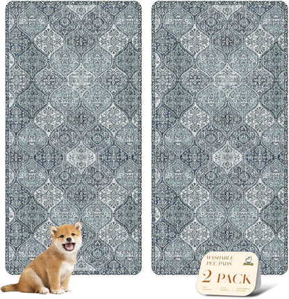 nunubaby Washable Pee Pads for Dogs, Stylish, Non-Slip and Leak-Proof Pee Pads. Reusable Potty Pads for Dogs for Crates and Floors.(Beige/Multi, 24" x48" )