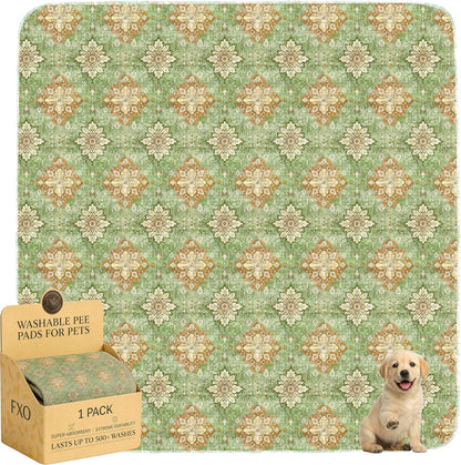 Washable Pee Pads for Dogs,Great Urine Absorbent Reusable Puppy Training Pads,Waterproof,Leak-Proof & Non-Slip Potty Pads for Whelping,Crate，Playpen，Bed.(Green Floral, 18" x24" )