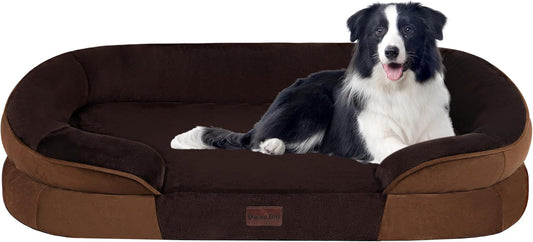 Orthopedic Waterproof Medium Dog Bed Sofa, Gel Memory Foam, 36" | Egg-Crate Foam Dog Sofa, Washable Pet Bed with Four Sided Bolster Cushion, Removable Cover & Non-Slip Bottom, Dark Grey