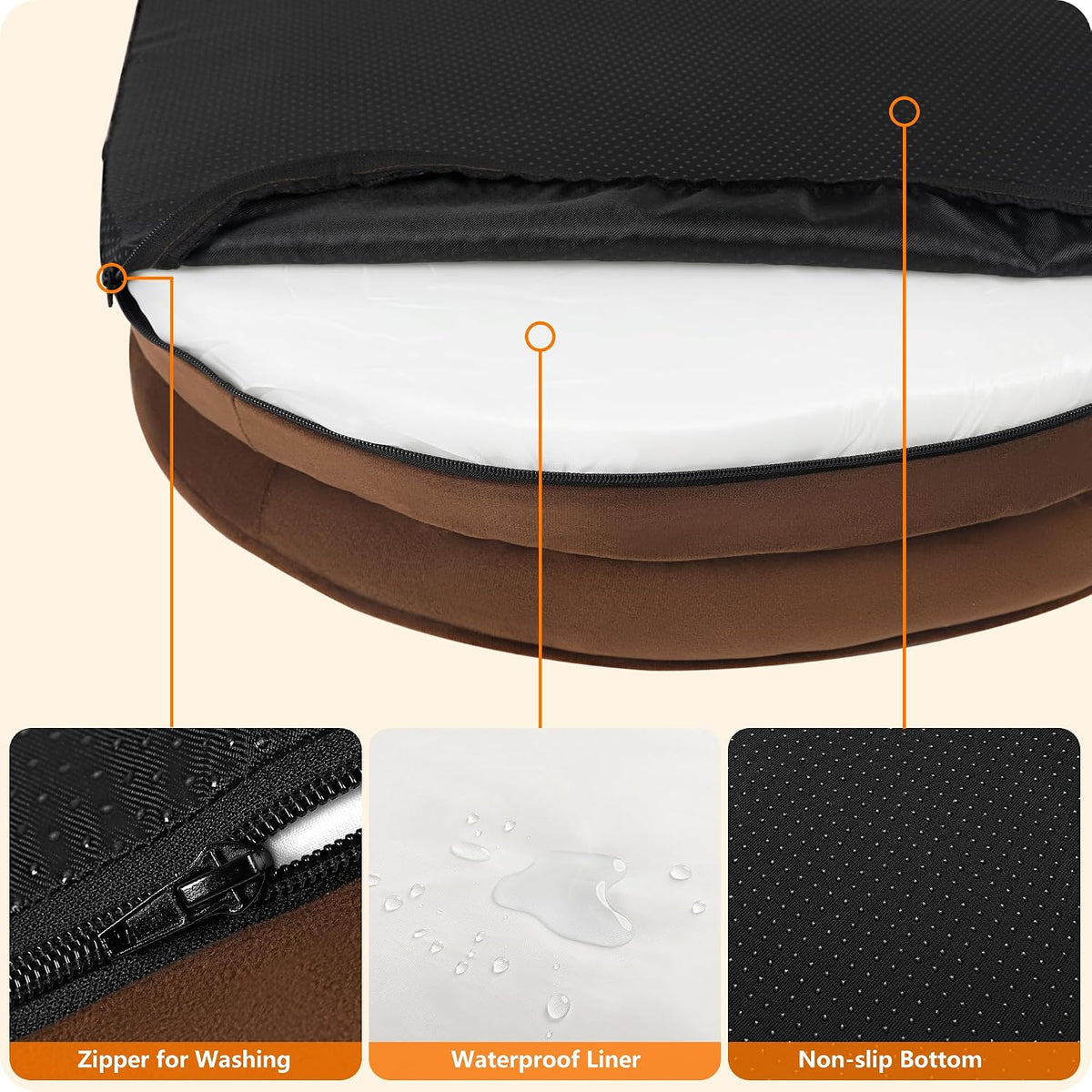 Orthopedic Waterproof Medium Dog Bed Sofa, Gel Memory Foam, 36" | Egg-Crate Foam Dog Sofa, Washable Pet Bed with Four Sided Bolster Cushion, Removable Cover & Non-Slip Bottom, Dark Grey