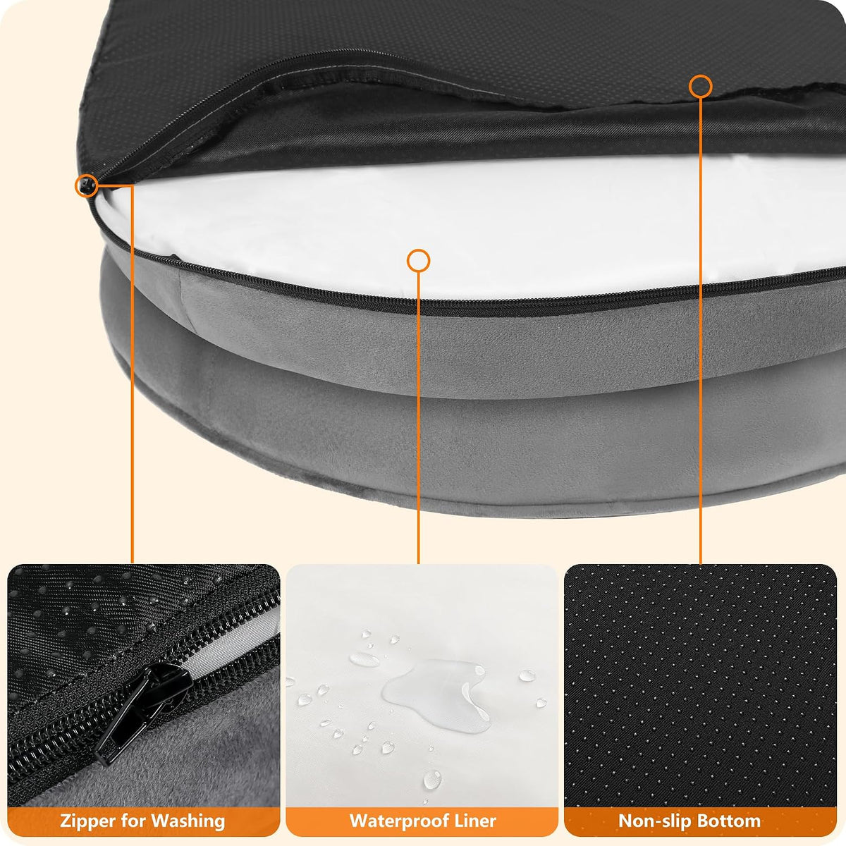 Orthopedic Waterproof Medium Dog Bed Sofa, Gel Memory Foam, 36" | Egg-Crate Foam Dog Sofa, Washable Pet Bed with Four Sided Bolster Cushion, Removable Cover & Non-Slip Bottom, Dark Grey