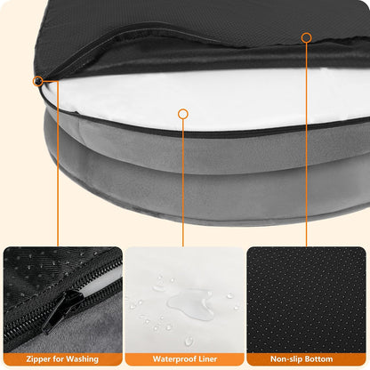 Orthopedic Waterproof Medium Dog Bed Sofa, Gel Memory Foam, 36" | Egg-Crate Foam Dog Sofa, Washable Pet Bed with Four Sided Bolster Cushion, Removable Cover & Non-Slip Bottom, Dark Grey
