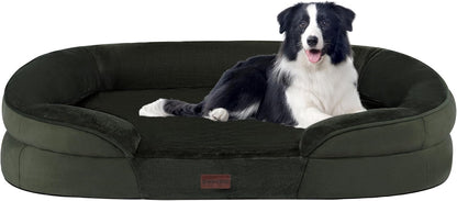 Orthopedic Waterproof Medium Dog Bed Sofa, Gel Memory Foam, 36" | Egg-Crate Foam Dog Sofa, Washable Pet Bed with Four Sided Bolster Cushion, Removable Cover & Non-Slip Bottom, Dark Grey