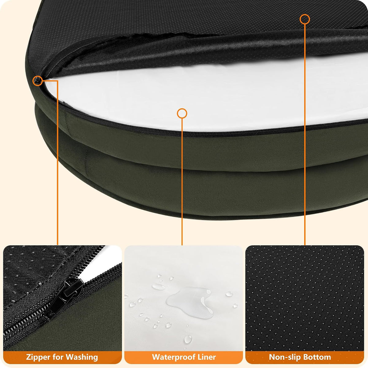 Orthopedic Waterproof Medium Dog Bed Sofa, Gel Memory Foam, 36" | Egg-Crate Foam Dog Sofa, Washable Pet Bed with Four Sided Bolster Cushion, Removable Cover & Non-Slip Bottom, Dark Grey