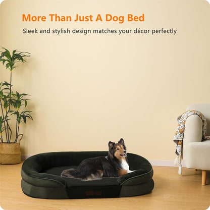 Orthopedic Waterproof Medium Dog Bed Sofa, Gel Memory Foam, 36" | Egg-Crate Foam Dog Sofa, Washable Pet Bed with Four Sided Bolster Cushion, Removable Cover & Non-Slip Bottom, Dark Grey