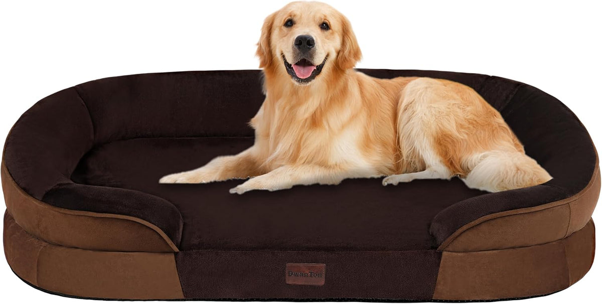 Orthopedic Waterproof Medium Dog Bed Sofa, Gel Memory Foam, 36" | Egg-Crate Foam Dog Sofa, Washable Pet Bed with Four Sided Bolster Cushion, Removable Cover & Non-Slip Bottom, Dark Grey