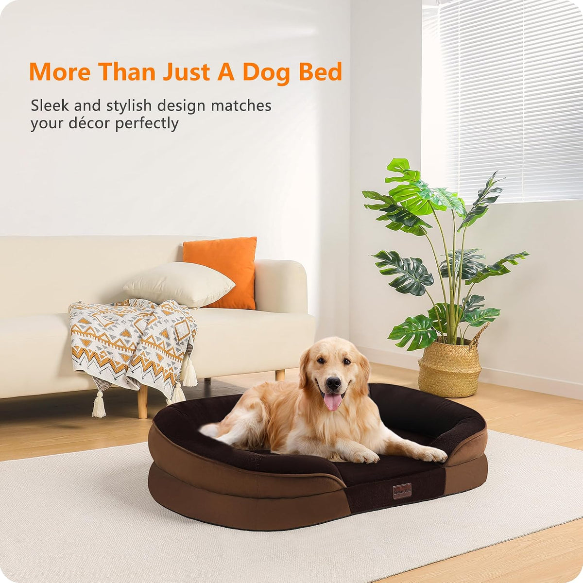 Orthopedic Waterproof Medium Dog Bed Sofa, Gel Memory Foam, 36" | Egg-Crate Foam Dog Sofa, Washable Pet Bed with Four Sided Bolster Cushion, Removable Cover & Non-Slip Bottom, Dark Grey