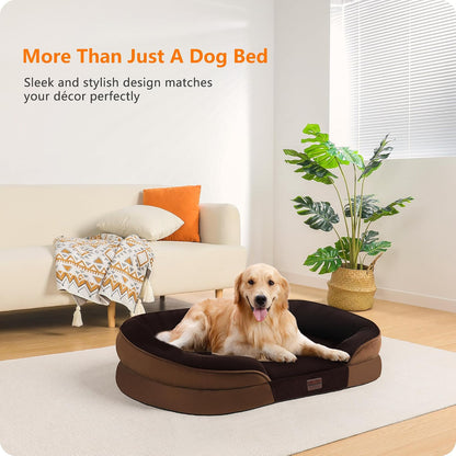 Orthopedic Waterproof Medium Dog Bed Sofa, Gel Memory Foam, 36" | Egg-Crate Foam Dog Sofa, Washable Pet Bed with Four Sided Bolster Cushion, Removable Cover & Non-Slip Bottom, Dark Grey