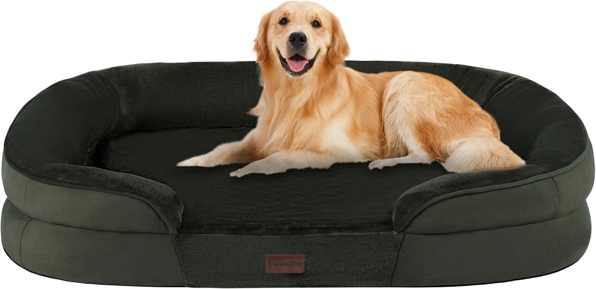 Orthopedic Waterproof Medium Dog Bed Sofa, Gel Memory Foam, 36" | Egg-Crate Foam Dog Sofa, Washable Pet Bed with Four Sided Bolster Cushion, Removable Cover & Non-Slip Bottom, Dark Grey