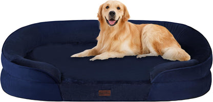 Orthopedic Waterproof Medium Dog Bed Sofa, Gel Memory Foam, 36" | Egg-Crate Foam Dog Sofa, Washable Pet Bed with Four Sided Bolster Cushion, Removable Cover & Non-Slip Bottom, Dark Grey