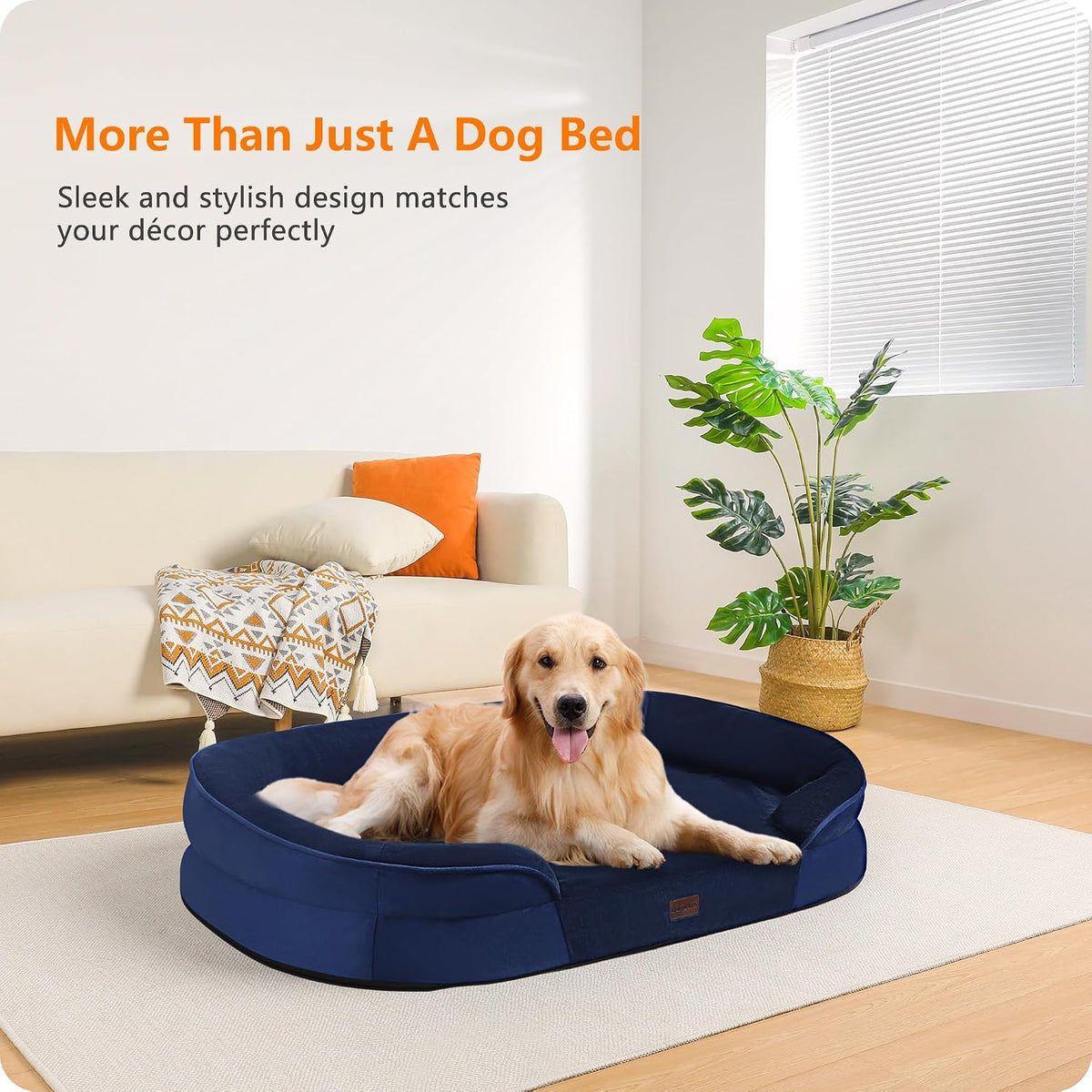 Orthopedic Waterproof Medium Dog Bed Sofa, Gel Memory Foam, 36" | Egg-Crate Foam Dog Sofa, Washable Pet Bed with Four Sided Bolster Cushion, Removable Cover & Non-Slip Bottom, Dark Grey
