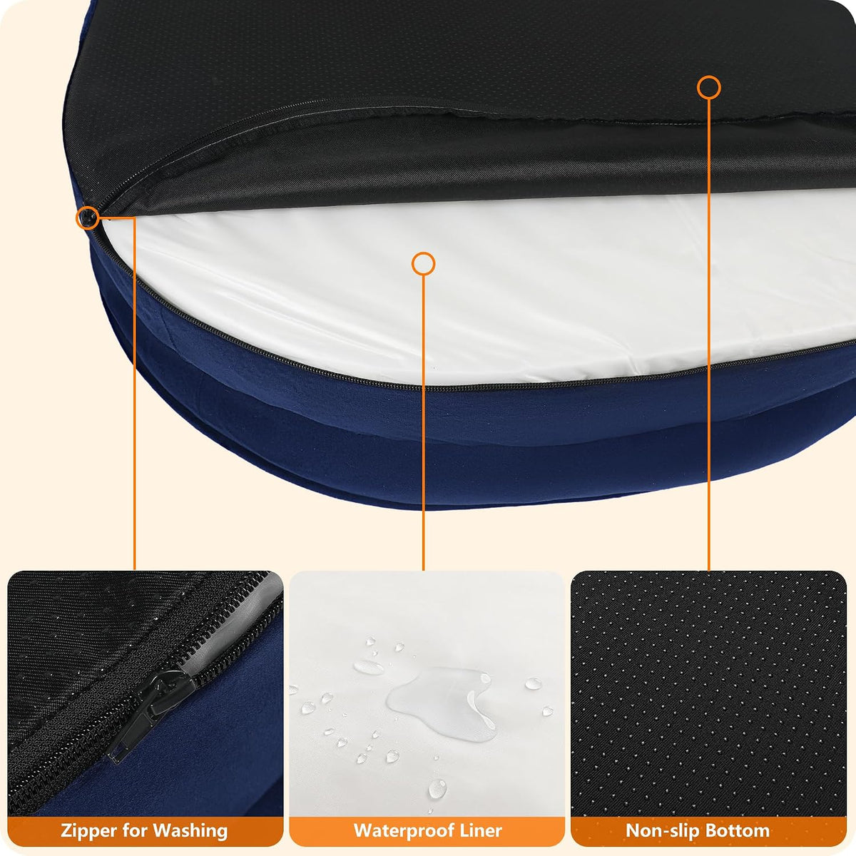 Orthopedic Waterproof Medium Dog Bed Sofa, Gel Memory Foam, 36" | Egg-Crate Foam Dog Sofa, Washable Pet Bed with Four Sided Bolster Cushion, Removable Cover & Non-Slip Bottom, Dark Grey