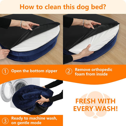 Orthopedic Waterproof Medium Dog Bed Sofa, Gel Memory Foam, 36" | Egg-Crate Foam Dog Sofa, Washable Pet Bed with Four Sided Bolster Cushion, Removable Cover & Non-Slip Bottom, Dark Grey