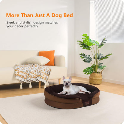 Orthopedic Waterproof Medium Dog Bed Sofa, Gel Memory Foam, 36" | Egg-Crate Foam Dog Sofa, Washable Pet Bed with Four Sided Bolster Cushion, Removable Cover & Non-Slip Bottom, Dark Grey