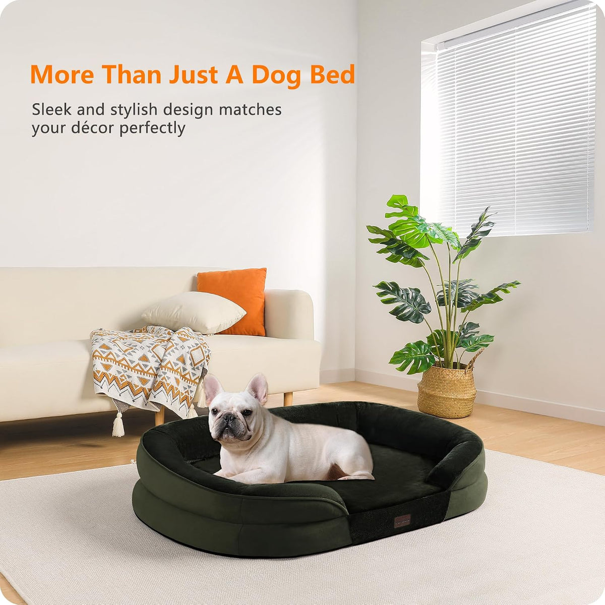 Orthopedic Waterproof Medium Dog Bed Sofa, Gel Memory Foam, 36" | Egg-Crate Foam Dog Sofa, Washable Pet Bed with Four Sided Bolster Cushion, Removable Cover & Non-Slip Bottom, Dark Grey