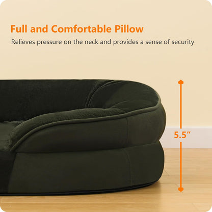 Orthopedic Waterproof Medium Dog Bed Sofa, Gel Memory Foam, 36" | Egg-Crate Foam Dog Sofa, Washable Pet Bed with Four Sided Bolster Cushion, Removable Cover & Non-Slip Bottom, Dark Grey