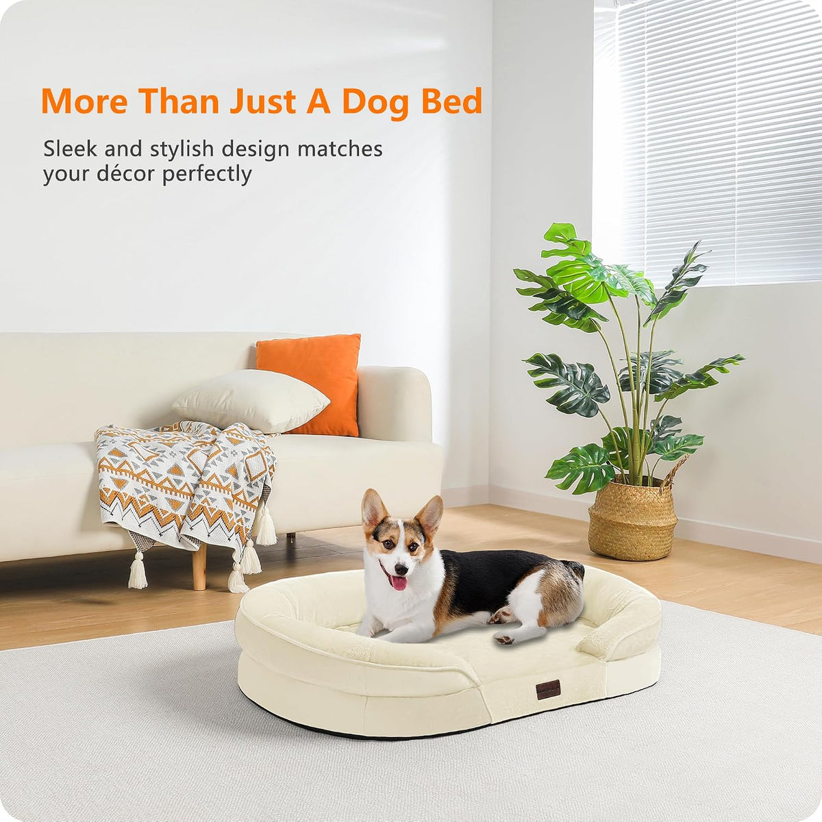 Orthopedic Waterproof Medium Dog Bed Sofa, Gel Memory Foam, 36" | Egg-Crate Foam Dog Sofa, Washable Pet Bed with Four Sided Bolster Cushion, Removable Cover & Non-Slip Bottom, Dark Grey