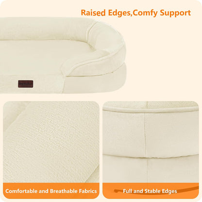 Orthopedic Waterproof Medium Dog Bed Sofa, Gel Memory Foam, 36" | Egg-Crate Foam Dog Sofa, Washable Pet Bed with Four Sided Bolster Cushion, Removable Cover & Non-Slip Bottom, Dark Grey