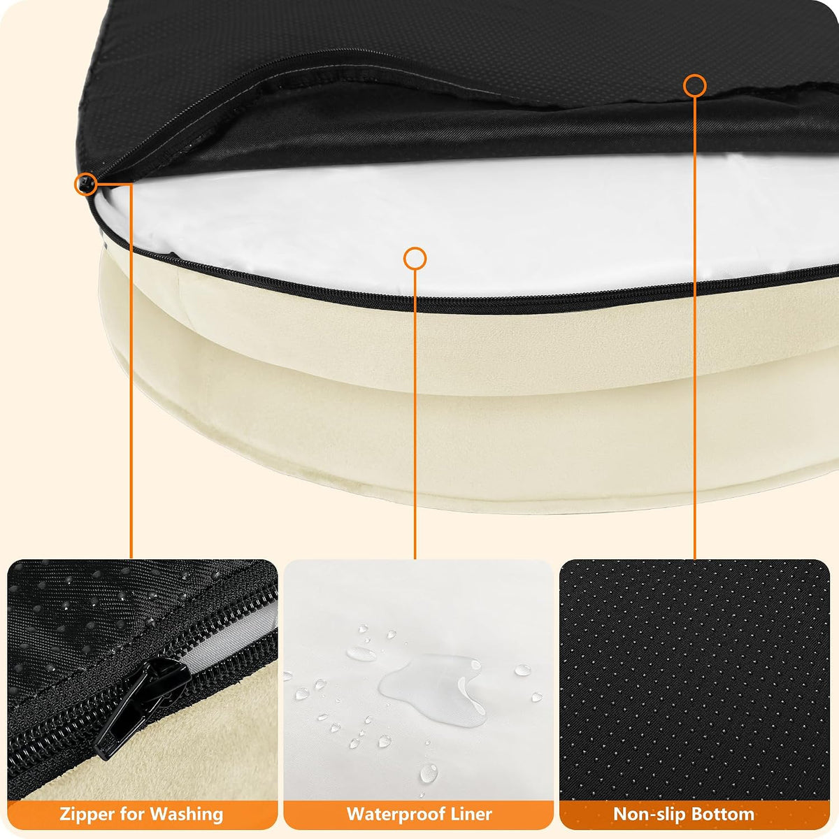 Orthopedic Waterproof Medium Dog Bed Sofa, Gel Memory Foam, 36" | Egg-Crate Foam Dog Sofa, Washable Pet Bed with Four Sided Bolster Cushion, Removable Cover & Non-Slip Bottom, Dark Grey