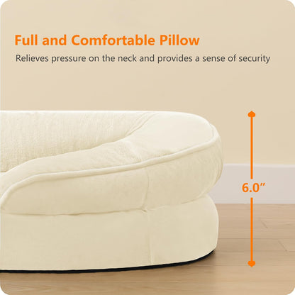 Orthopedic Waterproof Medium Dog Bed Sofa, Gel Memory Foam, 36" | Egg-Crate Foam Dog Sofa, Washable Pet Bed with Four Sided Bolster Cushion, Removable Cover & Non-Slip Bottom, Dark Grey