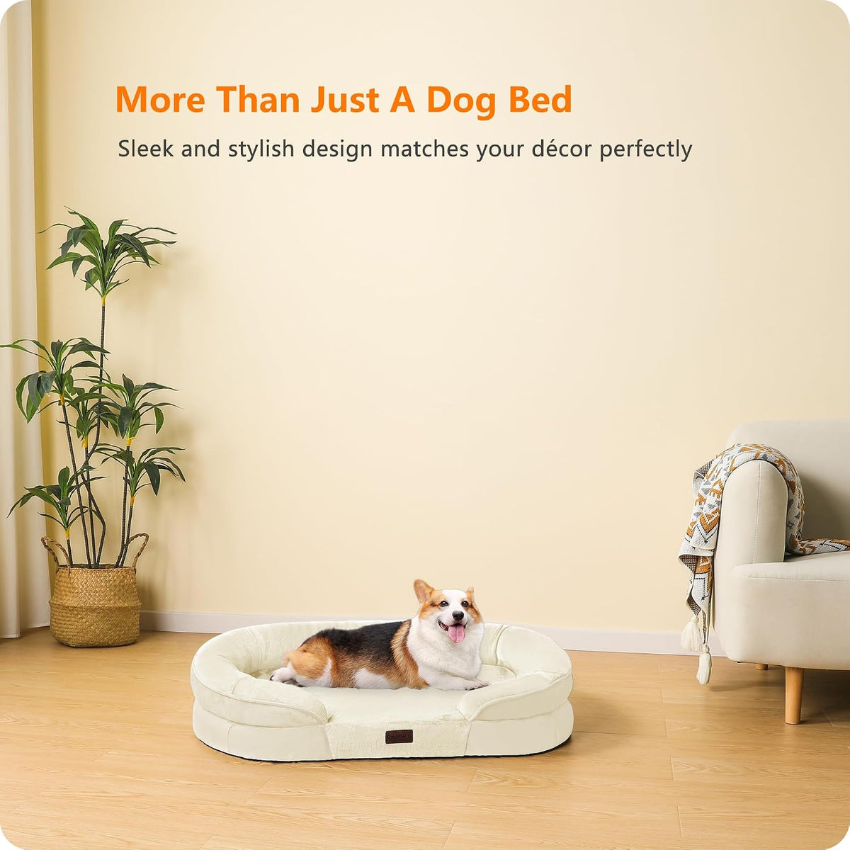 Orthopedic Waterproof Medium Dog Bed Sofa, Gel Memory Foam, 36" | Egg-Crate Foam Dog Sofa, Washable Pet Bed with Four Sided Bolster Cushion, Removable Cover & Non-Slip Bottom, Dark Grey