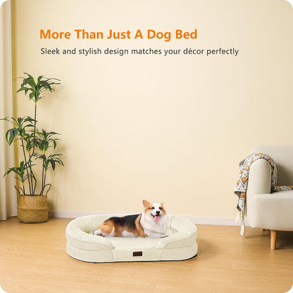 Orthopedic Waterproof Medium Dog Bed Sofa, Gel Memory Foam, 36" | Egg-Crate Foam Dog Sofa, Washable Pet Bed with Four Sided Bolster Cushion, Removable Cover & Non-Slip Bottom, Dark Grey