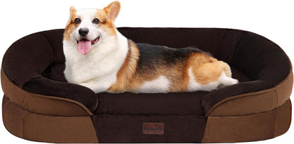 Orthopedic Waterproof Medium Dog Bed Sofa, Gel Memory Foam, 36" | Egg-Crate Foam Dog Sofa, Washable Pet Bed with Four Sided Bolster Cushion, Removable Cover & Non-Slip Bottom, Dark Grey