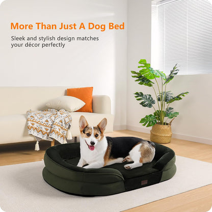 Orthopedic Waterproof Medium Dog Bed Sofa, Gel Memory Foam, 36" | Egg-Crate Foam Dog Sofa, Washable Pet Bed with Four Sided Bolster Cushion, Removable Cover & Non-Slip Bottom, Dark Grey