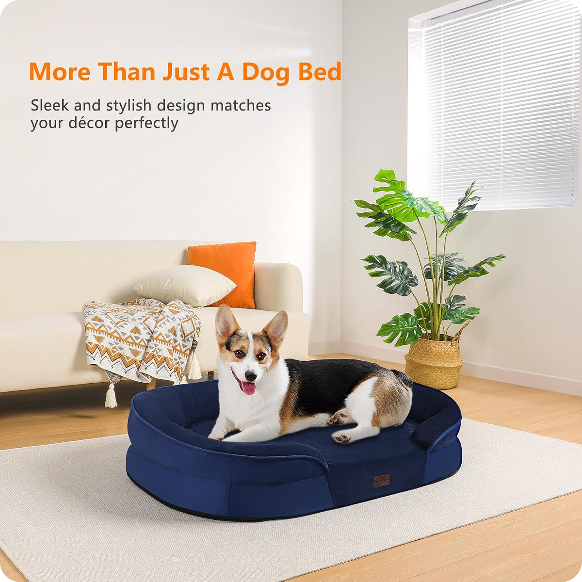 Orthopedic Waterproof Medium Dog Bed Sofa, Gel Memory Foam, 36" | Egg-Crate Foam Dog Sofa, Washable Pet Bed with Four Sided Bolster Cushion, Removable Cover & Non-Slip Bottom, Dark Grey
