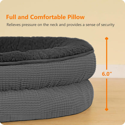 Orthopedic Waterproof Medium Dog Bed Sofa, Gel Memory Foam, 36" | Egg-Crate Foam Dog Sofa, Washable Pet Bed with Four Sided Bolster Cushion, Removable Cover & Non-Slip Bottom, Dark Grey