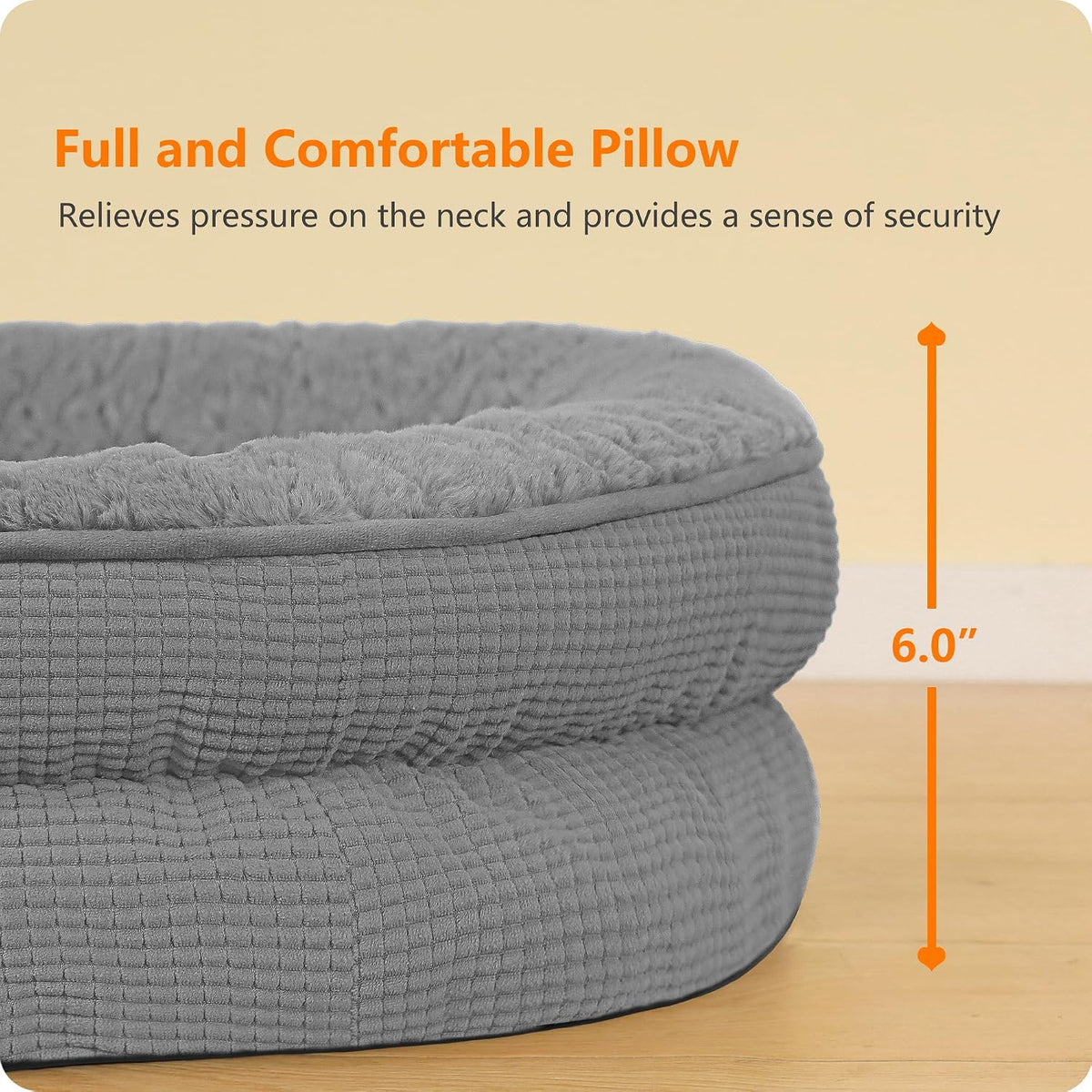 Orthopedic Waterproof Medium Dog Bed Sofa, Gel Memory Foam, 36" | Egg-Crate Foam Dog Sofa, Washable Pet Bed with Four Sided Bolster Cushion, Removable Cover & Non-Slip Bottom, Dark Grey
