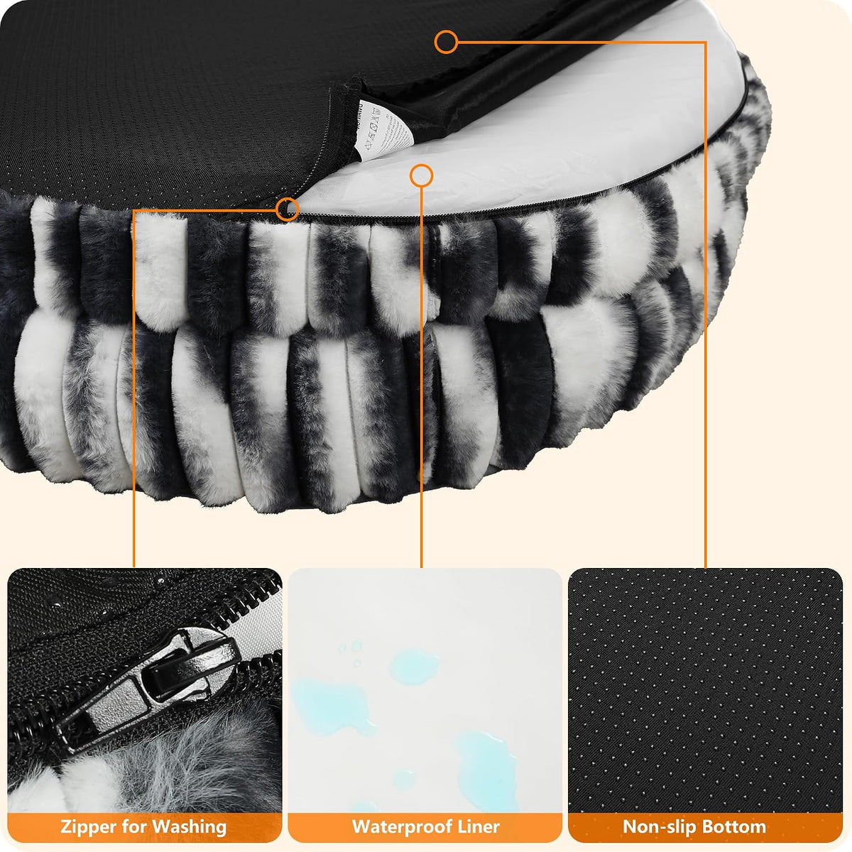 Orthopedic Waterproof Medium Dog Bed Sofa, Gel Memory Foam, 36" | Egg-Crate Foam Dog Sofa, Washable Pet Bed with Four Sided Bolster Cushion, Removable Cover & Non-Slip Bottom, Dark Grey