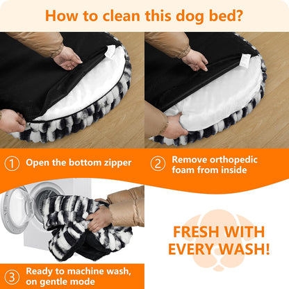 Orthopedic Waterproof Medium Dog Bed Sofa, Gel Memory Foam, 36" | Egg-Crate Foam Dog Sofa, Washable Pet Bed with Four Sided Bolster Cushion, Removable Cover & Non-Slip Bottom, Dark Grey