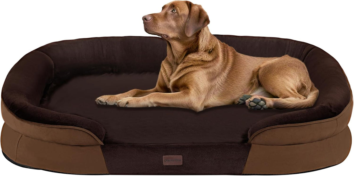 Orthopedic Waterproof Medium Dog Bed Sofa, Gel Memory Foam, 36" | Egg-Crate Foam Dog Sofa, Washable Pet Bed with Four Sided Bolster Cushion, Removable Cover & Non-Slip Bottom, Dark Grey
