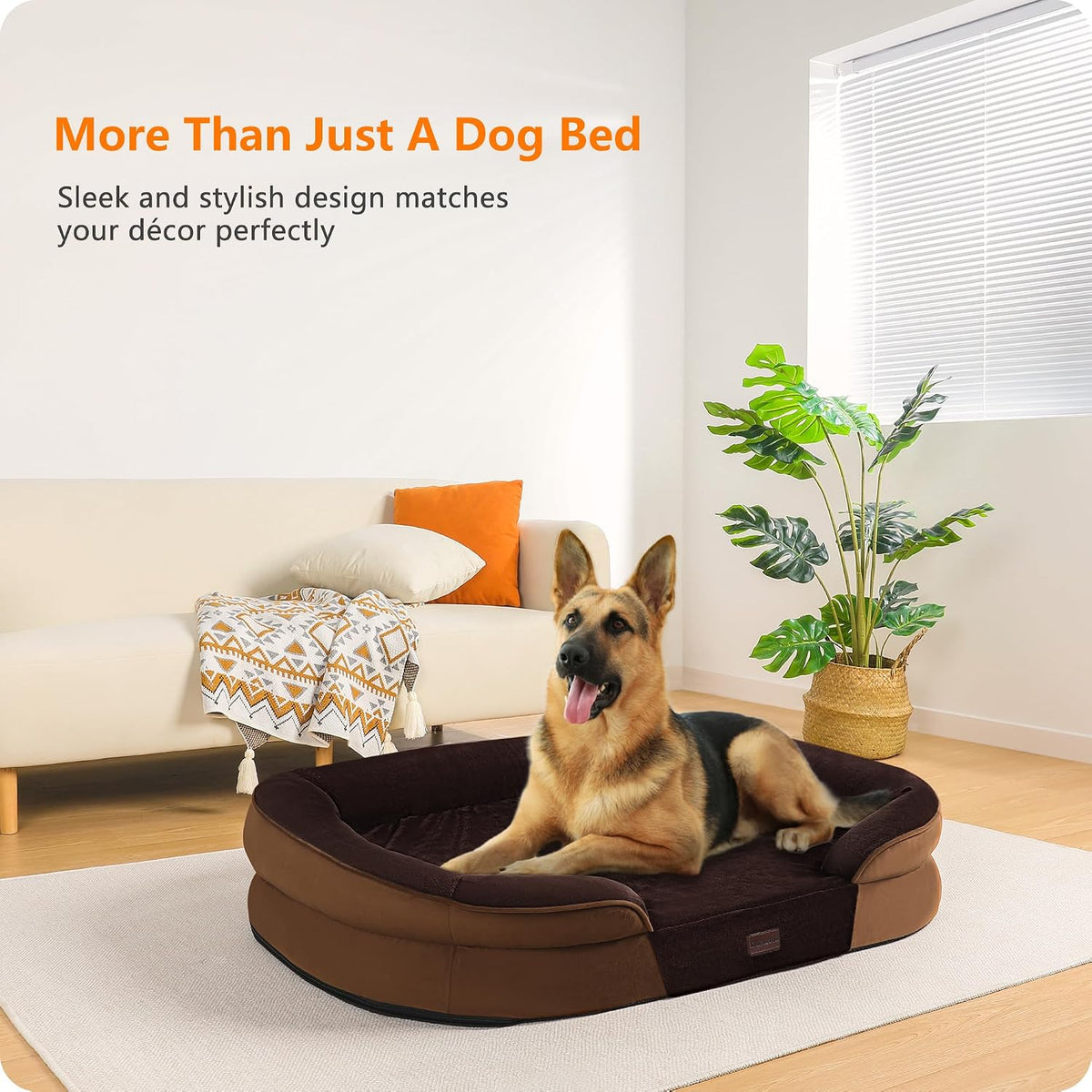 Orthopedic Waterproof Medium Dog Bed Sofa, Gel Memory Foam, 36" | Egg-Crate Foam Dog Sofa, Washable Pet Bed with Four Sided Bolster Cushion, Removable Cover & Non-Slip Bottom, Dark Grey