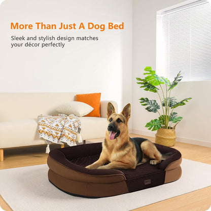 Orthopedic Waterproof Medium Dog Bed Sofa, Gel Memory Foam, 36" | Egg-Crate Foam Dog Sofa, Washable Pet Bed with Four Sided Bolster Cushion, Removable Cover & Non-Slip Bottom, Dark Grey