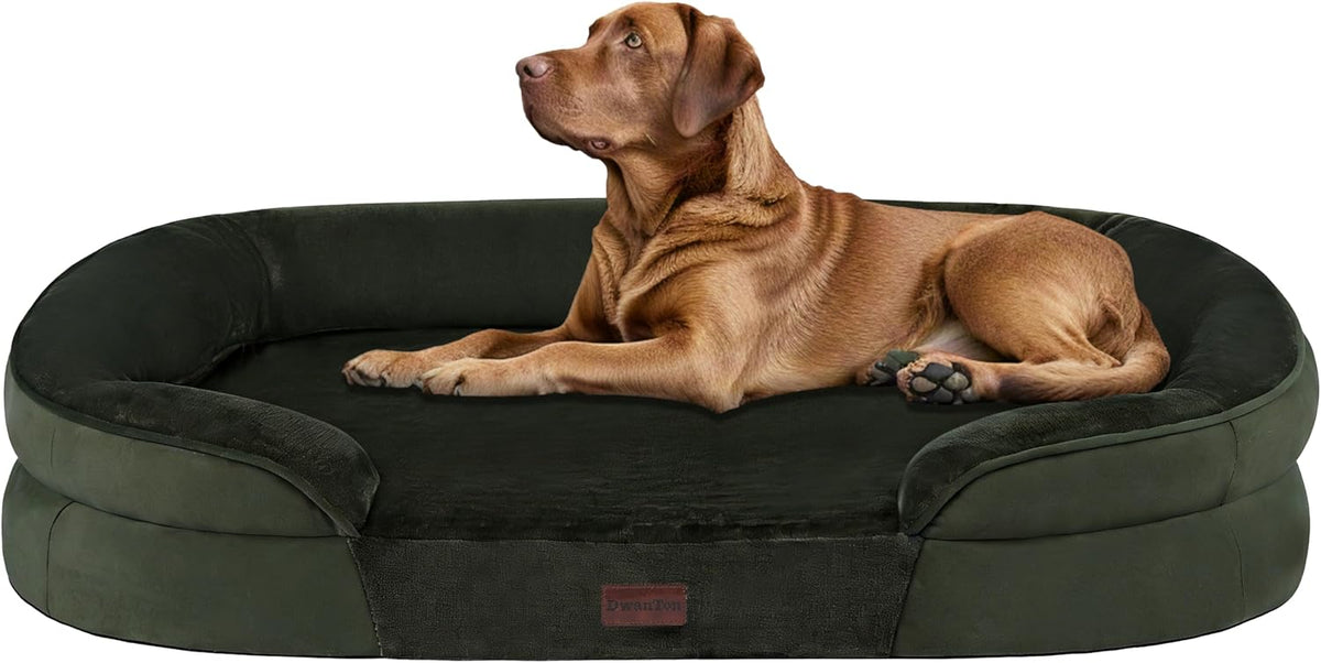 Orthopedic Waterproof Medium Dog Bed Sofa, Gel Memory Foam, 36" | Egg-Crate Foam Dog Sofa, Washable Pet Bed with Four Sided Bolster Cushion, Removable Cover & Non-Slip Bottom, Dark Grey