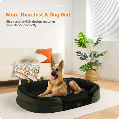 Orthopedic Waterproof Medium Dog Bed Sofa, Gel Memory Foam, 36" | Egg-Crate Foam Dog Sofa, Washable Pet Bed with Four Sided Bolster Cushion, Removable Cover & Non-Slip Bottom, Dark Grey