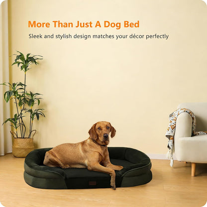 Orthopedic Waterproof Medium Dog Bed Sofa, Gel Memory Foam, 36" | Egg-Crate Foam Dog Sofa, Washable Pet Bed with Four Sided Bolster Cushion, Removable Cover & Non-Slip Bottom, Dark Grey