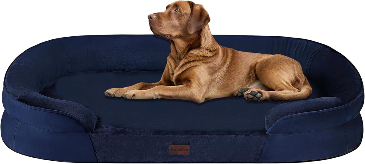 Orthopedic Waterproof Medium Dog Bed Sofa, Gel Memory Foam, 36" | Egg-Crate Foam Dog Sofa, Washable Pet Bed with Four Sided Bolster Cushion, Removable Cover & Non-Slip Bottom, Dark Grey