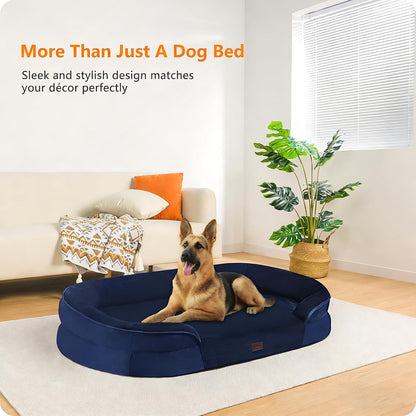 Orthopedic Waterproof Medium Dog Bed Sofa, Gel Memory Foam, 36" | Egg-Crate Foam Dog Sofa, Washable Pet Bed with Four Sided Bolster Cushion, Removable Cover & Non-Slip Bottom, Dark Grey