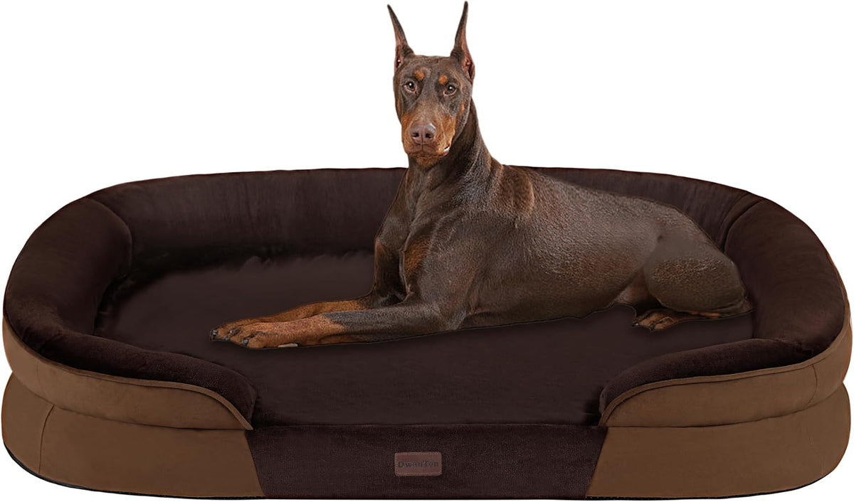 Orthopedic Waterproof Medium Dog Bed Sofa, Gel Memory Foam, 36" | Egg-Crate Foam Dog Sofa, Washable Pet Bed with Four Sided Bolster Cushion, Removable Cover & Non-Slip Bottom, Dark Grey