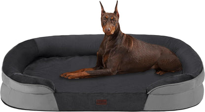 Orthopedic Waterproof Medium Dog Bed Sofa, Gel Memory Foam, 36" | Egg-Crate Foam Dog Sofa, Washable Pet Bed with Four Sided Bolster Cushion, Removable Cover & Non-Slip Bottom, Dark Grey