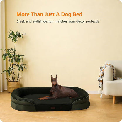 Orthopedic Waterproof Medium Dog Bed Sofa, Gel Memory Foam, 36" | Egg-Crate Foam Dog Sofa, Washable Pet Bed with Four Sided Bolster Cushion, Removable Cover & Non-Slip Bottom, Dark Grey