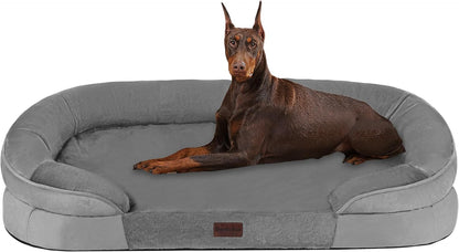 Orthopedic Waterproof Medium Dog Bed Sofa, Gel Memory Foam, 36" | Egg-Crate Foam Dog Sofa, Washable Pet Bed with Four Sided Bolster Cushion, Removable Cover & Non-Slip Bottom, Dark Grey