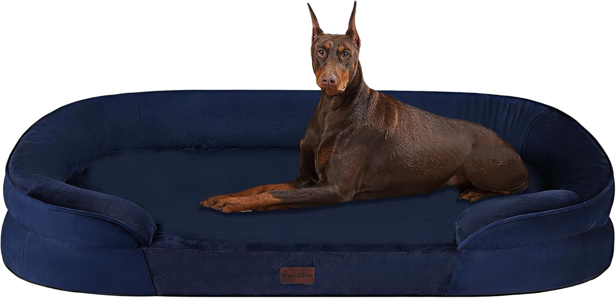 Orthopedic Waterproof Medium Dog Bed Sofa, Gel Memory Foam, 36" | Egg-Crate Foam Dog Sofa, Washable Pet Bed with Four Sided Bolster Cushion, Removable Cover & Non-Slip Bottom, Dark Grey