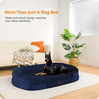 Orthopedic Waterproof Medium Dog Bed Sofa, Gel Memory Foam, 36" | Egg-Crate Foam Dog Sofa, Washable Pet Bed with Four Sided Bolster Cushion, Removable Cover & Non-Slip Bottom, Dark Grey