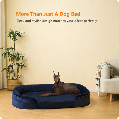 Orthopedic Waterproof Medium Dog Bed Sofa, Gel Memory Foam, 36" | Egg-Crate Foam Dog Sofa, Washable Pet Bed with Four Sided Bolster Cushion, Removable Cover & Non-Slip Bottom, Dark Grey